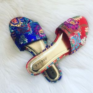 Blue Floral Slides. New